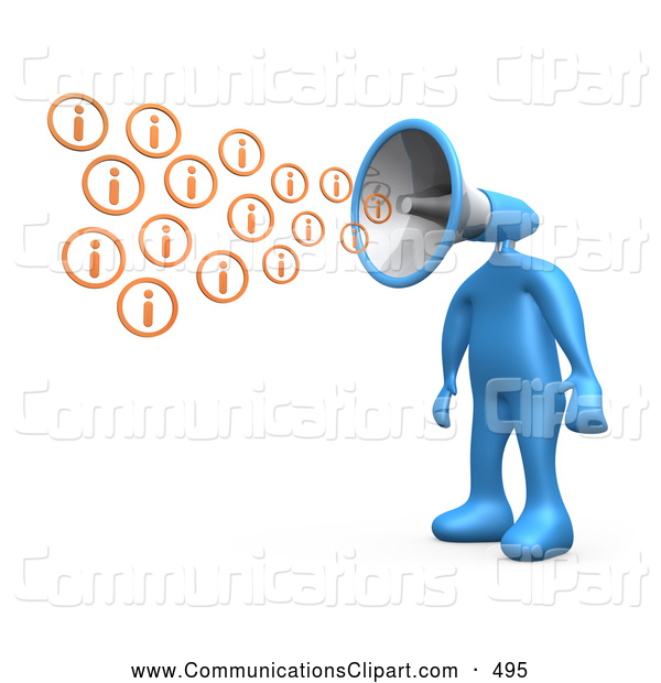 Communication Clipart Of A Yelling Blue Person With A Megaphone Head