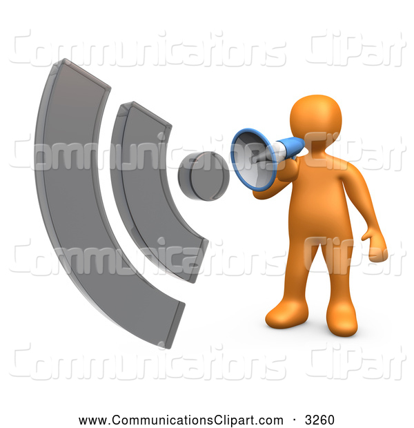 Communication Clipart Of A Yelling Orange Person Holding And Speaking