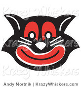 Critter Clipart Of An Evil Black Cat With Red Eyes And Mouth Smiling