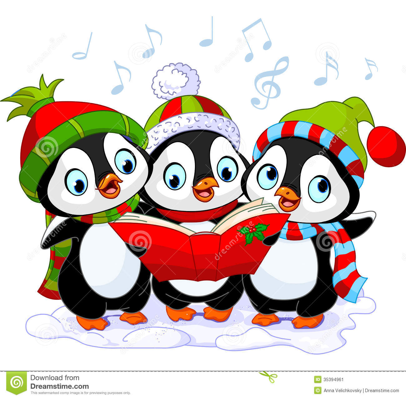 Cute Penguin Christmas Clip Art Three Cute Christmas Carolers
