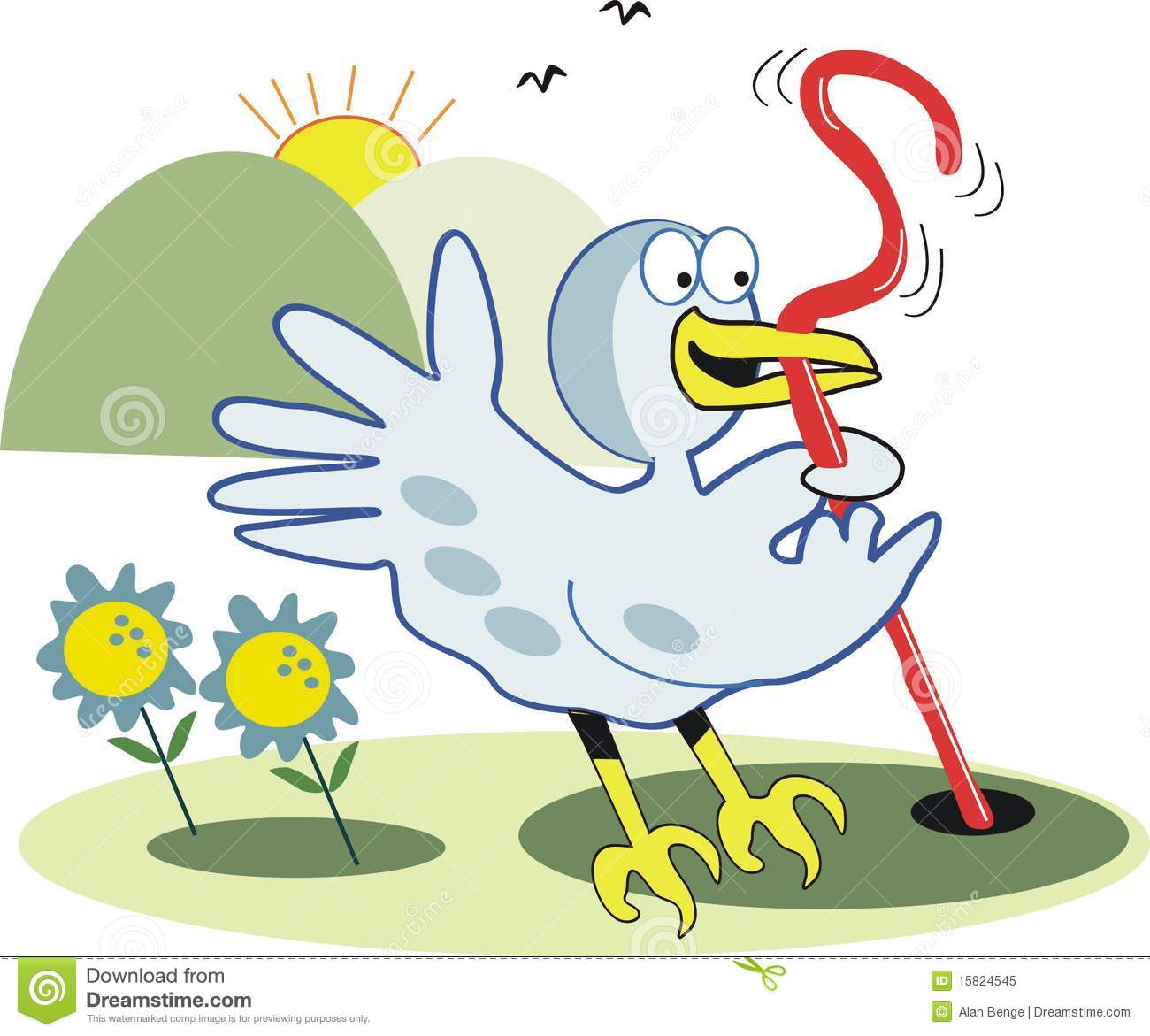 Early Bird With Worm Cartoon Royalty Free Stock Photo   Image