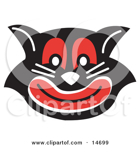 Evil Black Cat With Red Eyes And Mouth Grinning Clipart Illustration