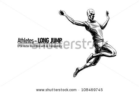 Games Sportsman   Long Jump   Stock Vector