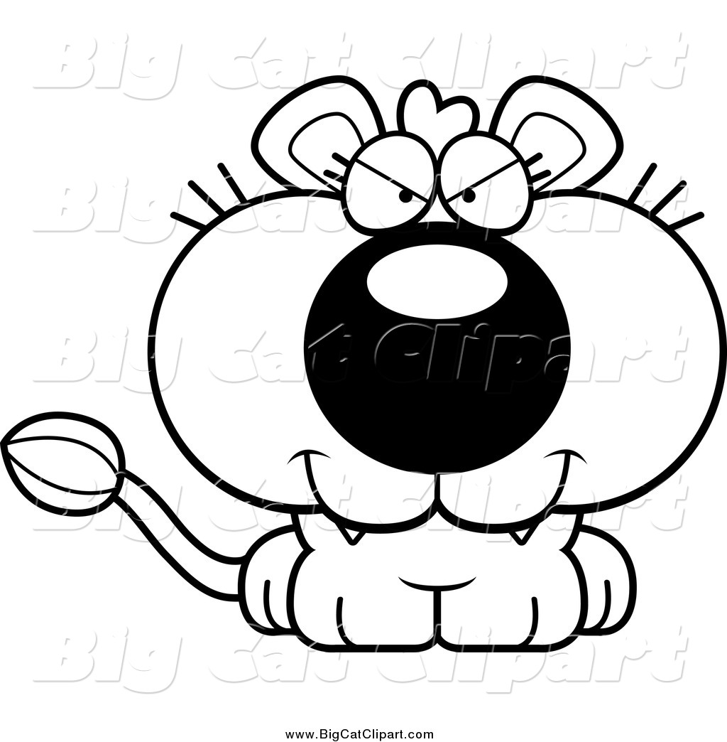 Lioness Clipart Black And White Big Cat Cartoon Vector Clipart