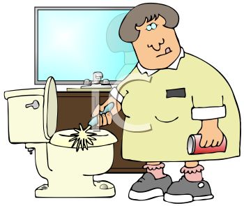 Maid Cleaning A Bathroom   Royalty Free Clip Art Image