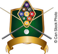Nine Ball Emblem Design Shield   Illustration Of A Nine Ball