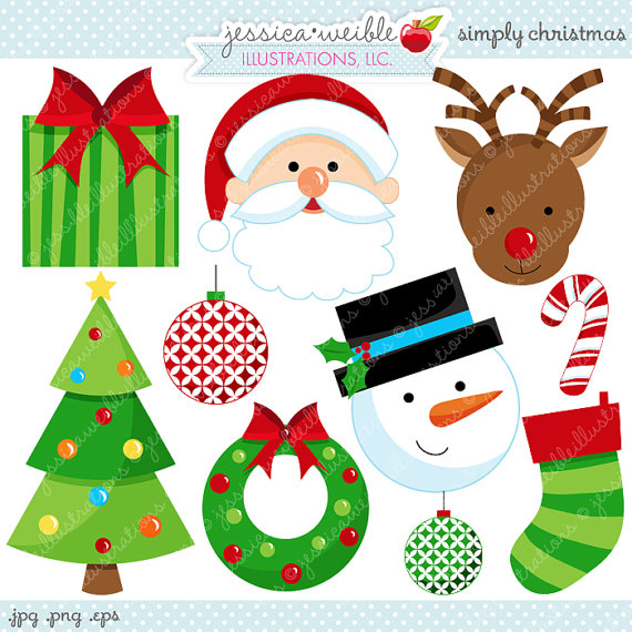 Simply Christmas Cute Christmas Digital Clipart   Commercial Use Ok