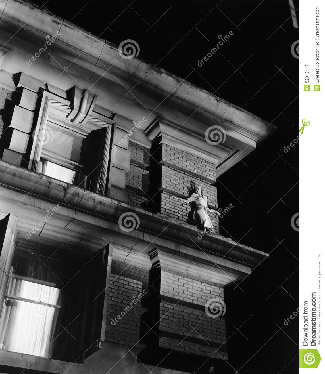 Woman Standing On The Top Of A Building On A Ledge  All Persons