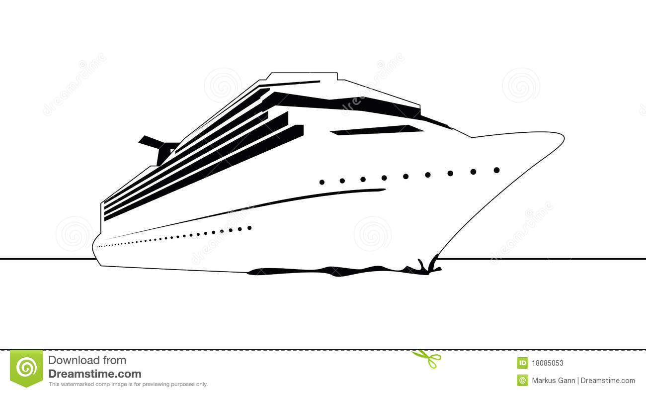 Black And White Graphic Cruise Ship