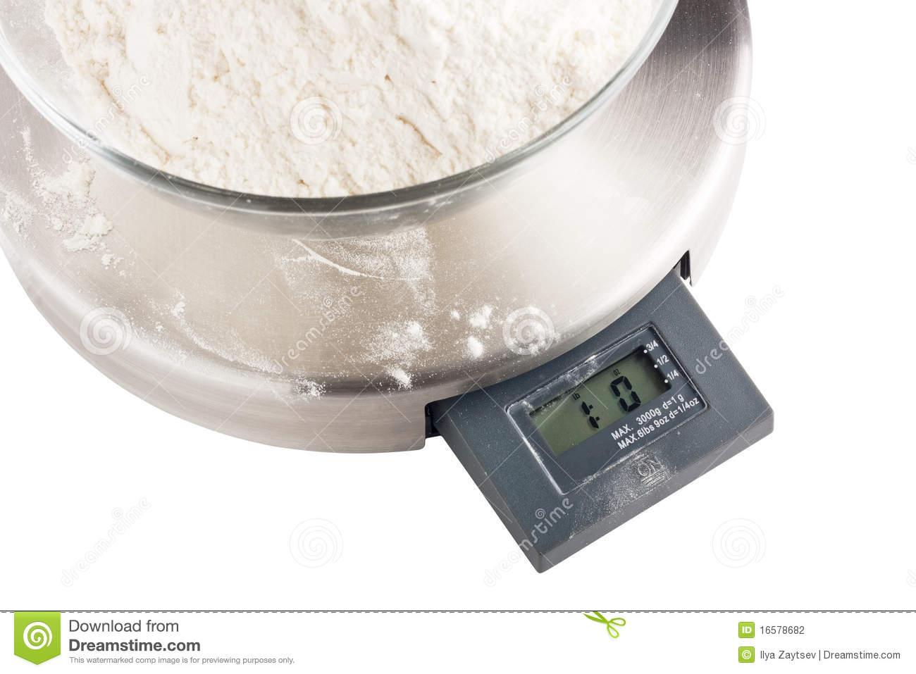 Bowl With Flour On Kitchen Scale Stock Photography   Image  16578682