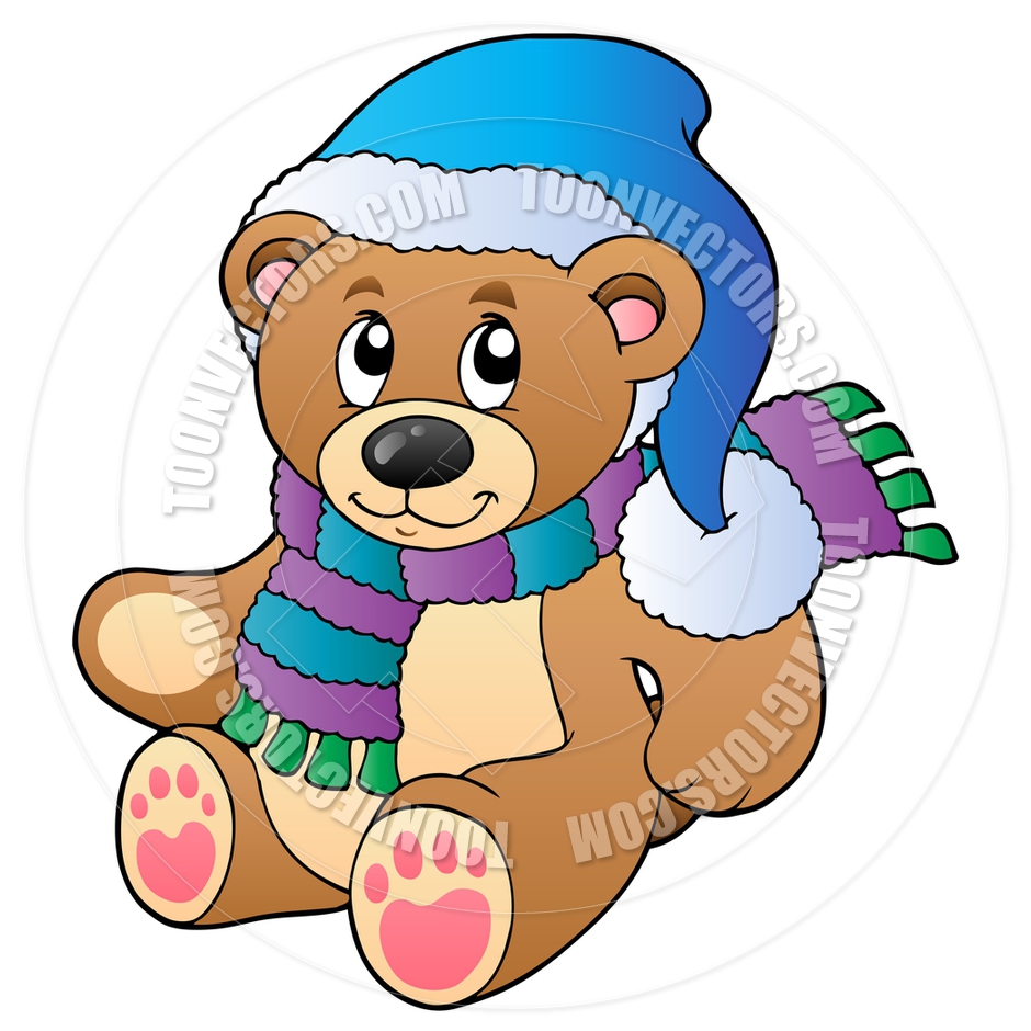 Cartoon Cute Teddy Bear In Winter Clothes By Clairev   Toon Vectors    