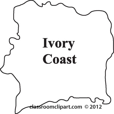 Clipart   Ivory Coast Outline Map   Classroom Clipart
