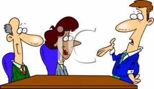 Clipart Of A Business People Discussing Things At A Meeting