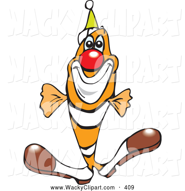 Clipart Of A Clown Fish Wearing A Red Nose And Party Hat By Dennis