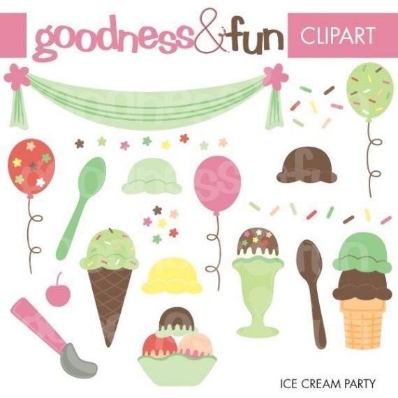 Digital Clipart Ice Cream Party By Goodnessandfun On Etsy
