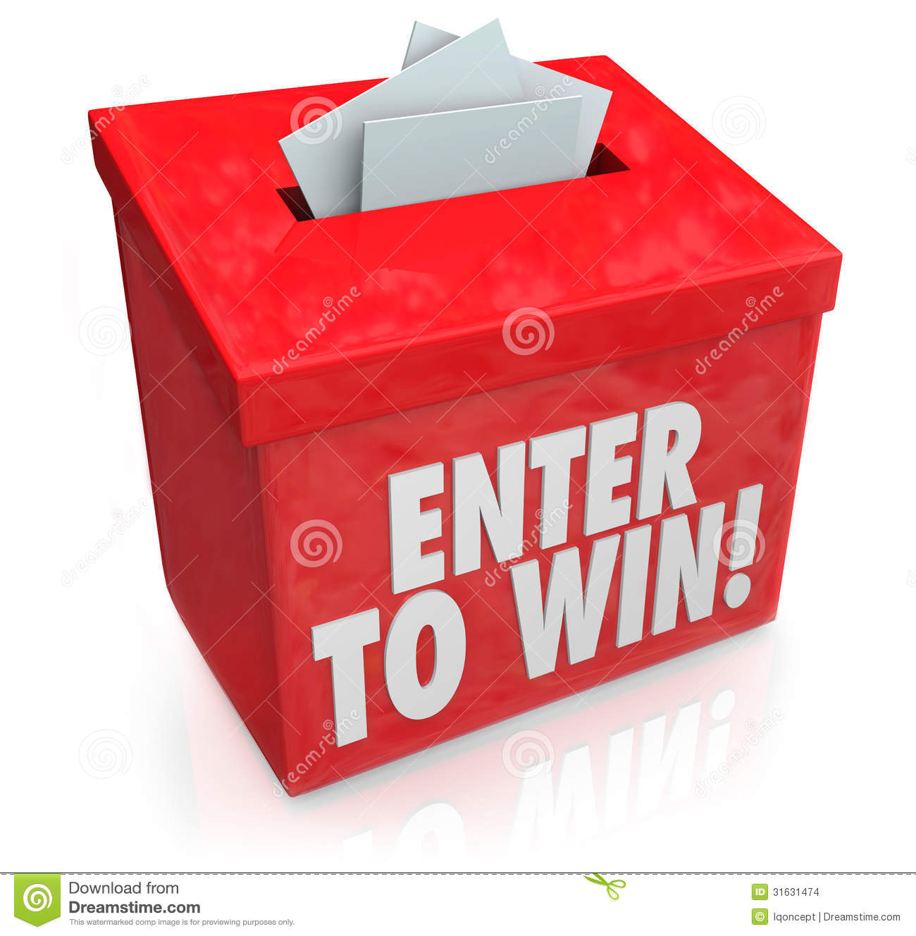Enter To Win Red Raffle Lottery Box Entry Forms Tickets Stock Images