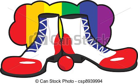 Eps Vector Of Clown Costume   Clown Nose Shoes And Wig Waiting To Be