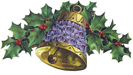 Free Clipart  Vintage Christmas Bells Holly Mistletoe