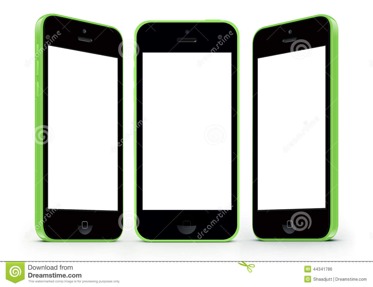 Iphone 5c In Green Color With Blank White Display Screen On A Isolated    