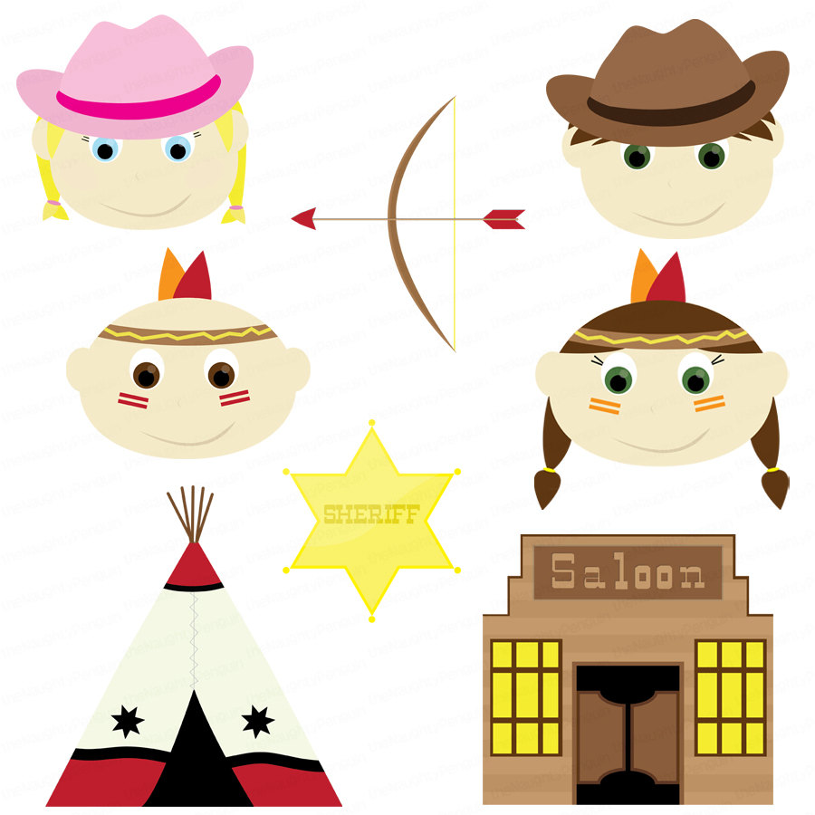 Items Similar To Cowboys And Indians Clip Art Design Package On Etsy
