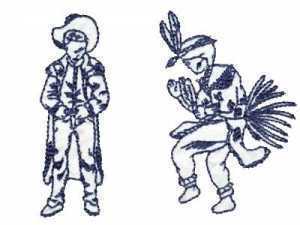 Machine Embroidery Designs Cowboys And Indians Set Clipart