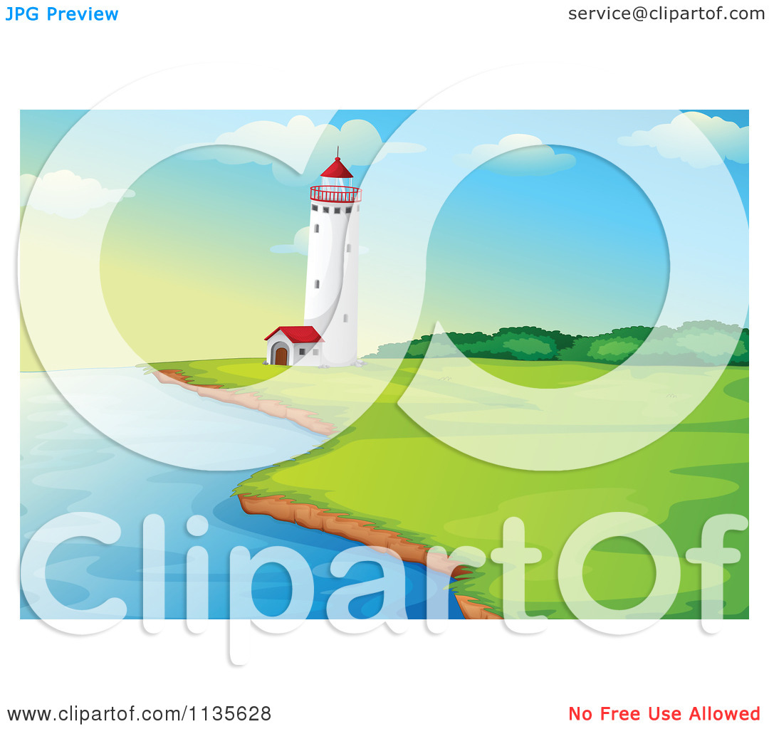     Of A Coast And Lighthouse   Royalty Free Vector Clipart By Colematt