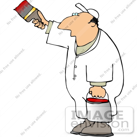 Painter Man Painting A Wall In Red Clipart    14982 By Djart   Royalty