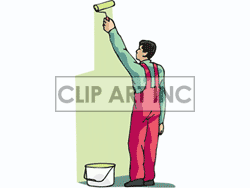 Royalty Free Man Painting A Wall Green Clipart Image Picture Art