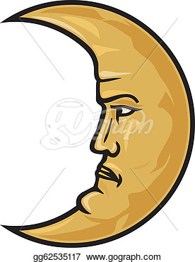 Stock Illustration   Crescent Moon Face  Clip Art Gg62535117
