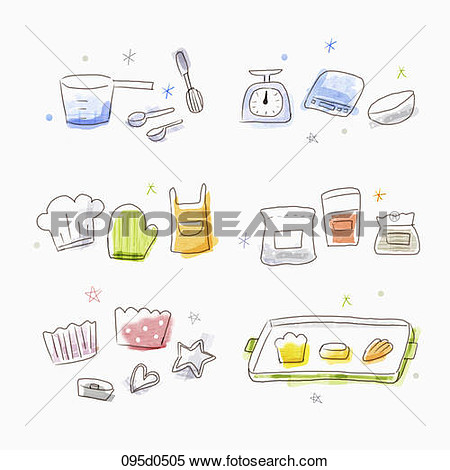Stock Illustration Of Baking Tools 095d0505   Search Clipart Drawings