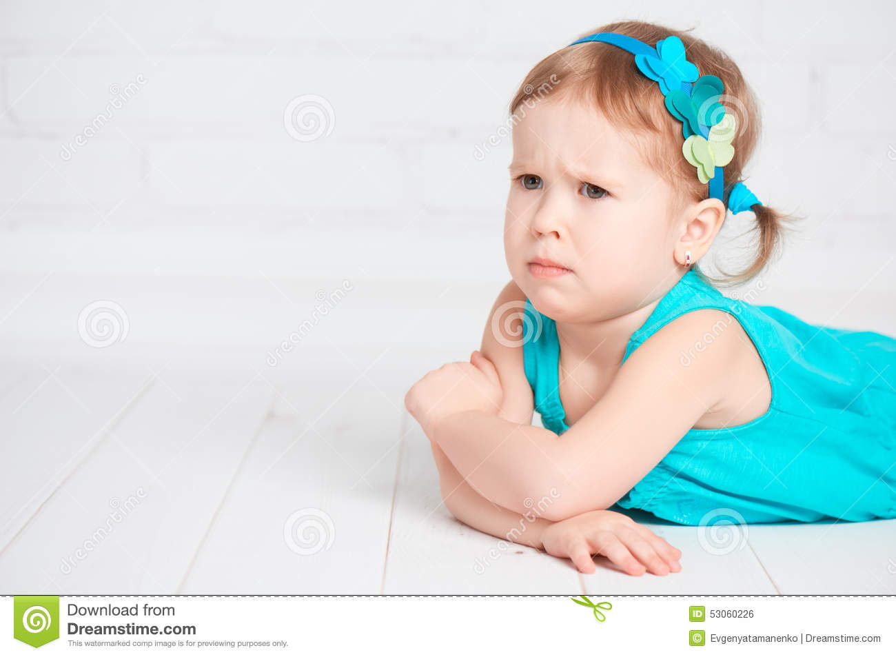 Stock Photo  Little Cute Girl Offended Angry Frown