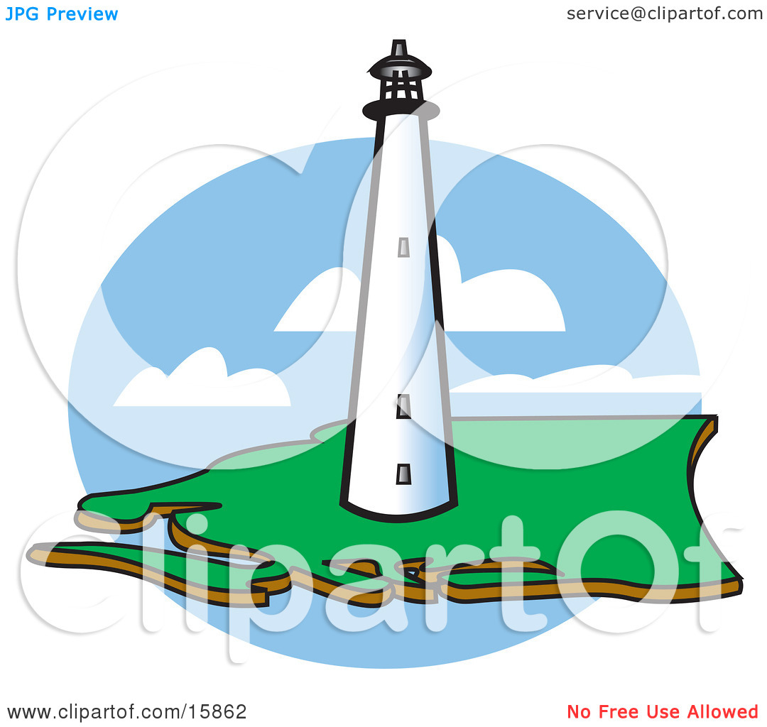 Tall White Lighthouse On The Coast Clipart Illustration By Andy