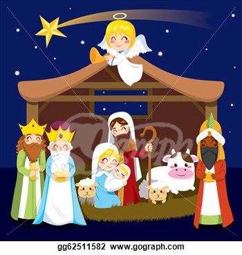 To Jesus In Christmas Nativity Scene  Clipart Drawing Gg62511582
