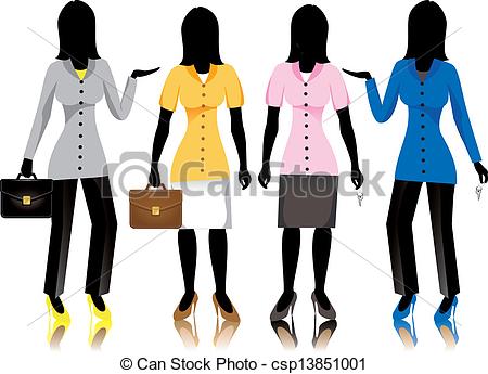 Vector Clipart Of Business Women   Career Business Women In Suits    