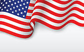 Wavy American Flag   Stock Illustration