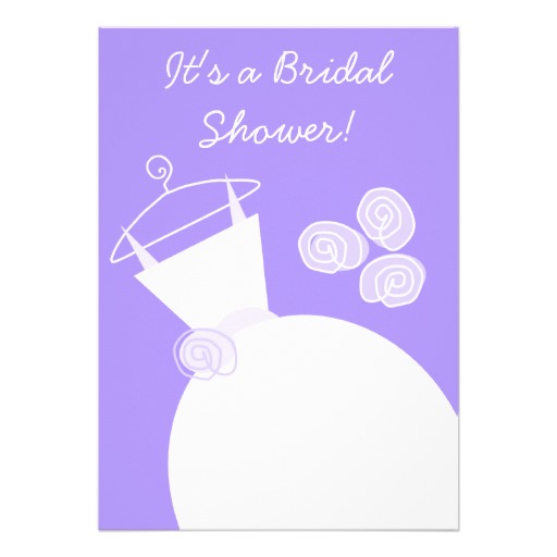 Wedding Gown Purple Bridal Shower Invitation   Zazzle