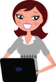 Woman Working With Computer Vector Illustration Royalty Free Clip Art