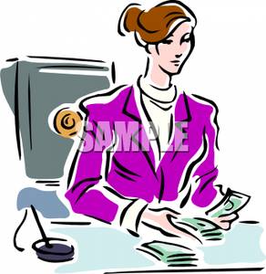 Banker Counting Money   Royalty Free Clipart Picture