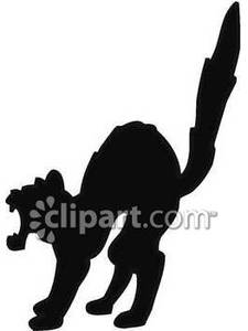 Black Silhouette Of A Scared Cat   Royalty Free Clipart Picture