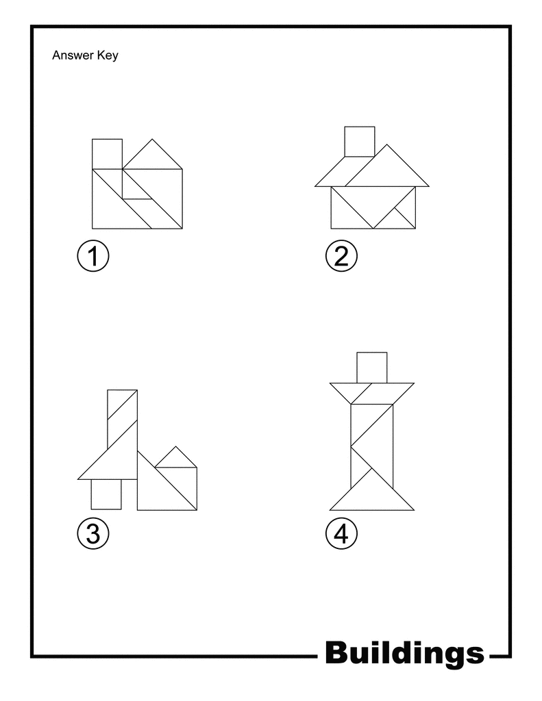 Buildings Outline Solution Tangram Card   Clipart Etc