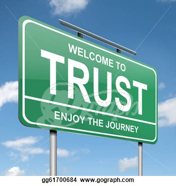Clip Art   Illustration Depicting A Green Roadsign With A Trust