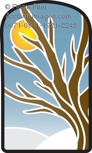 Clip Art Illustration Of A Stained Glass Window Design Of A Tree In