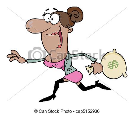 Clip Art Vector Of African American Business Woman Running With The    