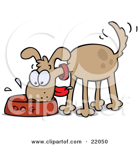Clipart Illustration Of A Happy And Hungry Brown Dog Wagging His Tail