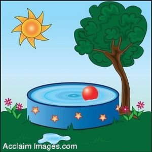 Description  Clip Art Of A Kid S Pool In A Summer Yard  Clip Art