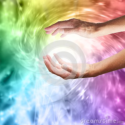 Female Color Healer With Vivid Rainbow Vortex Energy Swirling Effect