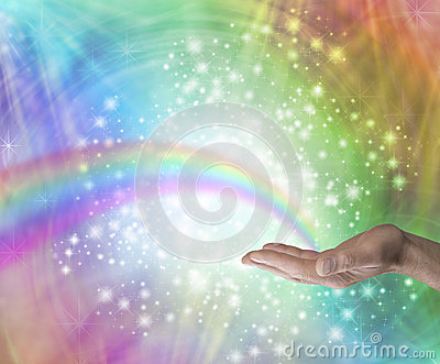 Hand Palm Up With A Rainbow Appearing To End In His Palm On A Rainbow