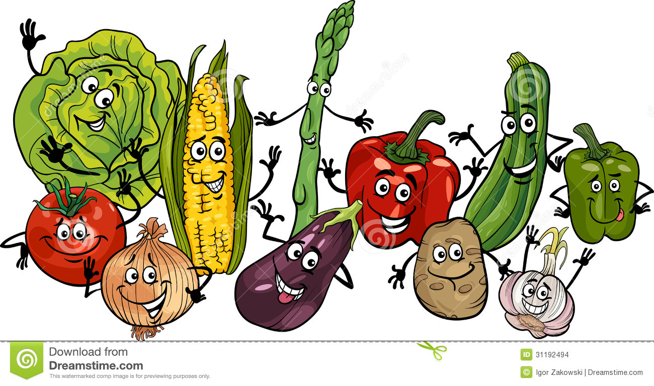 Happy Vegetables Group Cartoon Illustration Stock Images   Image
