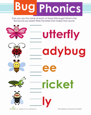 Kindergarten Phonics Worksheets  Bug Phonics