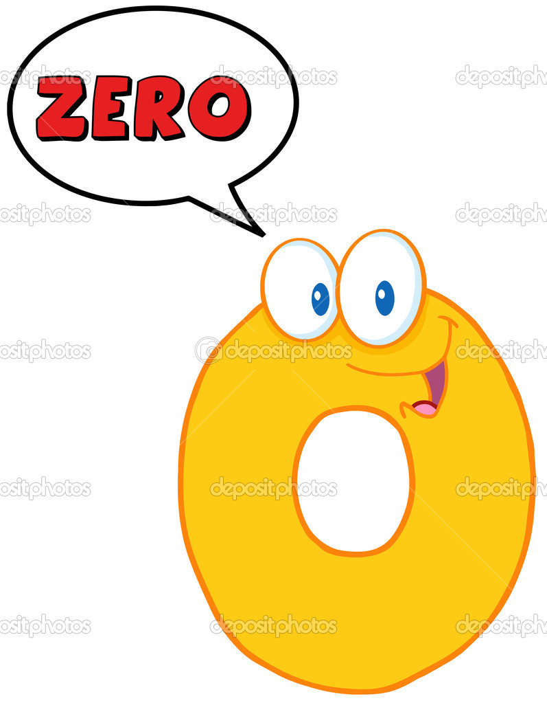 Number Zero Funny Cartoon Character   Stock Photo   Hittoon